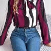 Striped Tie-Neck Blouse