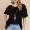 Contrast Bubble Sleeve Top